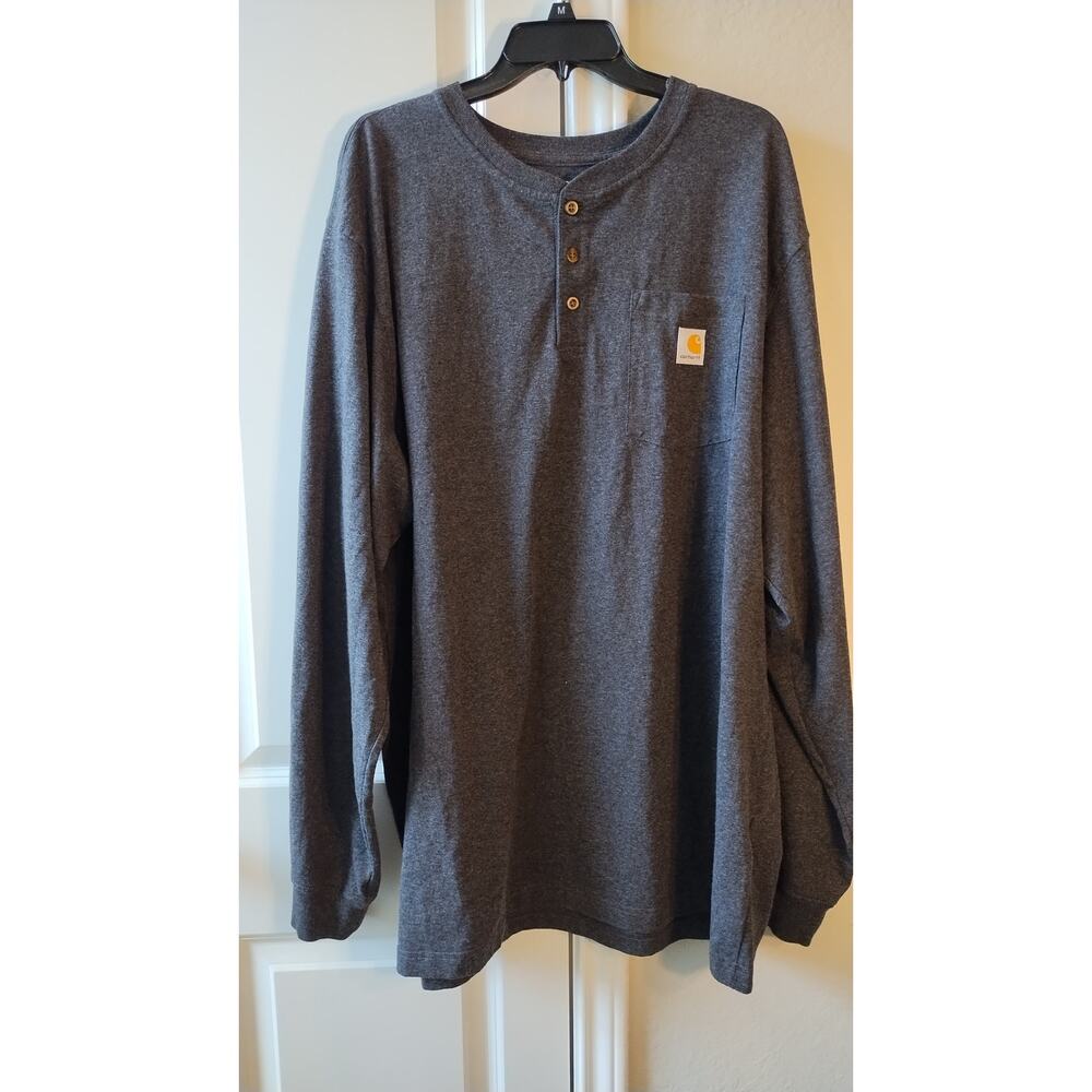 Carhartt Men's Workwear Long-Sleeve Pocket Henley Gray T-Shirt XL